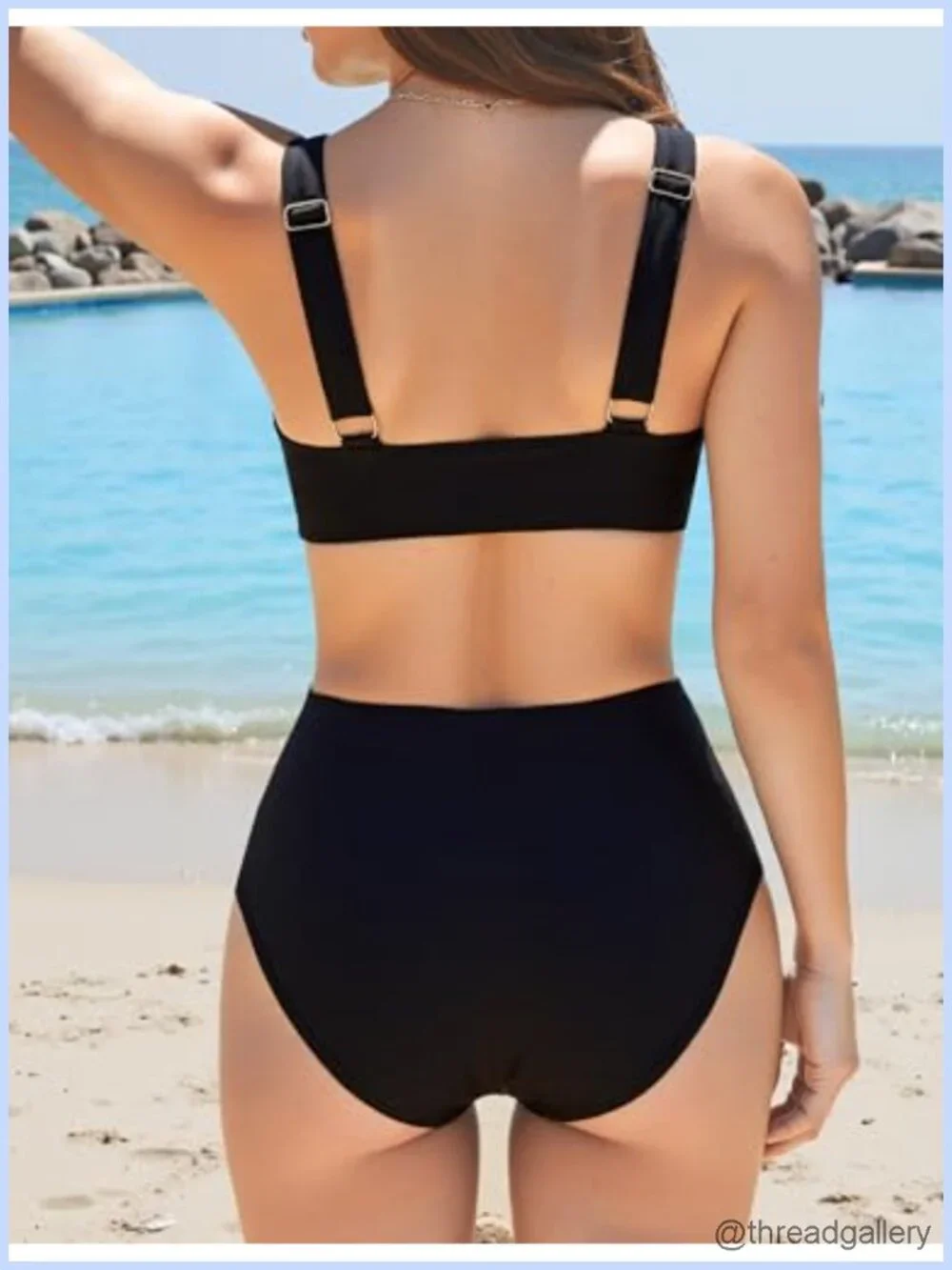 High Waisted Twist Front Bikini Set Ruched Tummy Control Two Piece Swimsuit